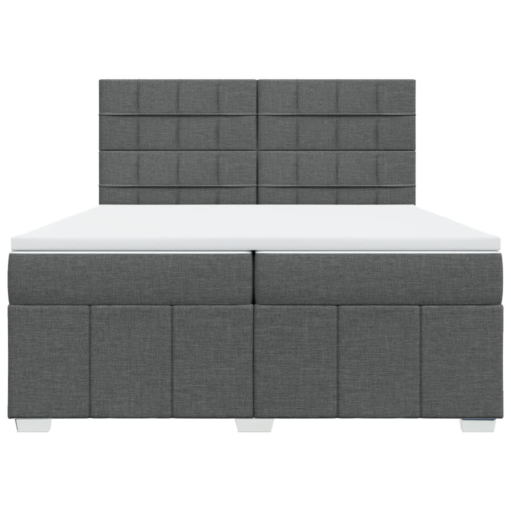 vidaXL Boxspring met matras stof donkergrijs 200x200 cm