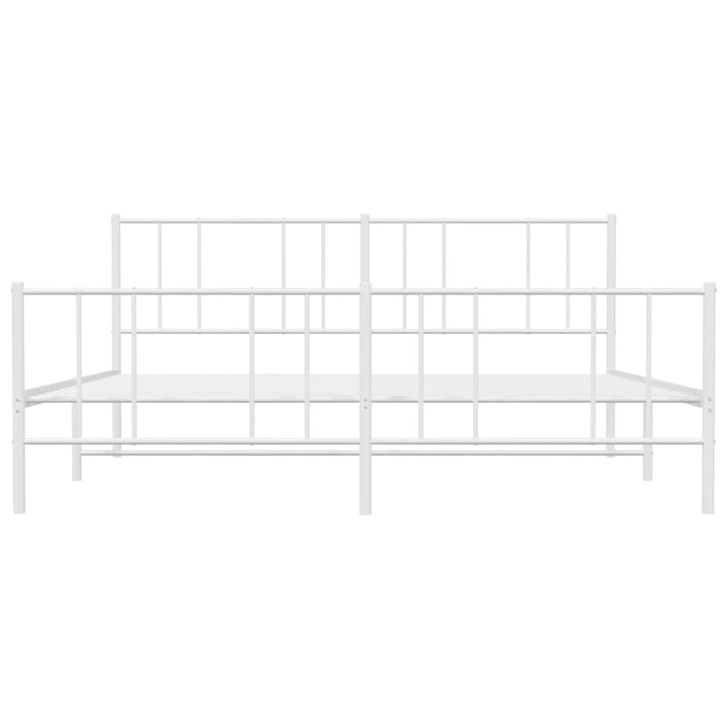 vidaXL Bedframe met hoofd- en voeteneinde metaal wit 183x213 cm