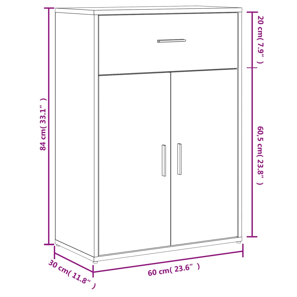 vidaXL Dressoir 60x30x84 cm bewerkt hout wit