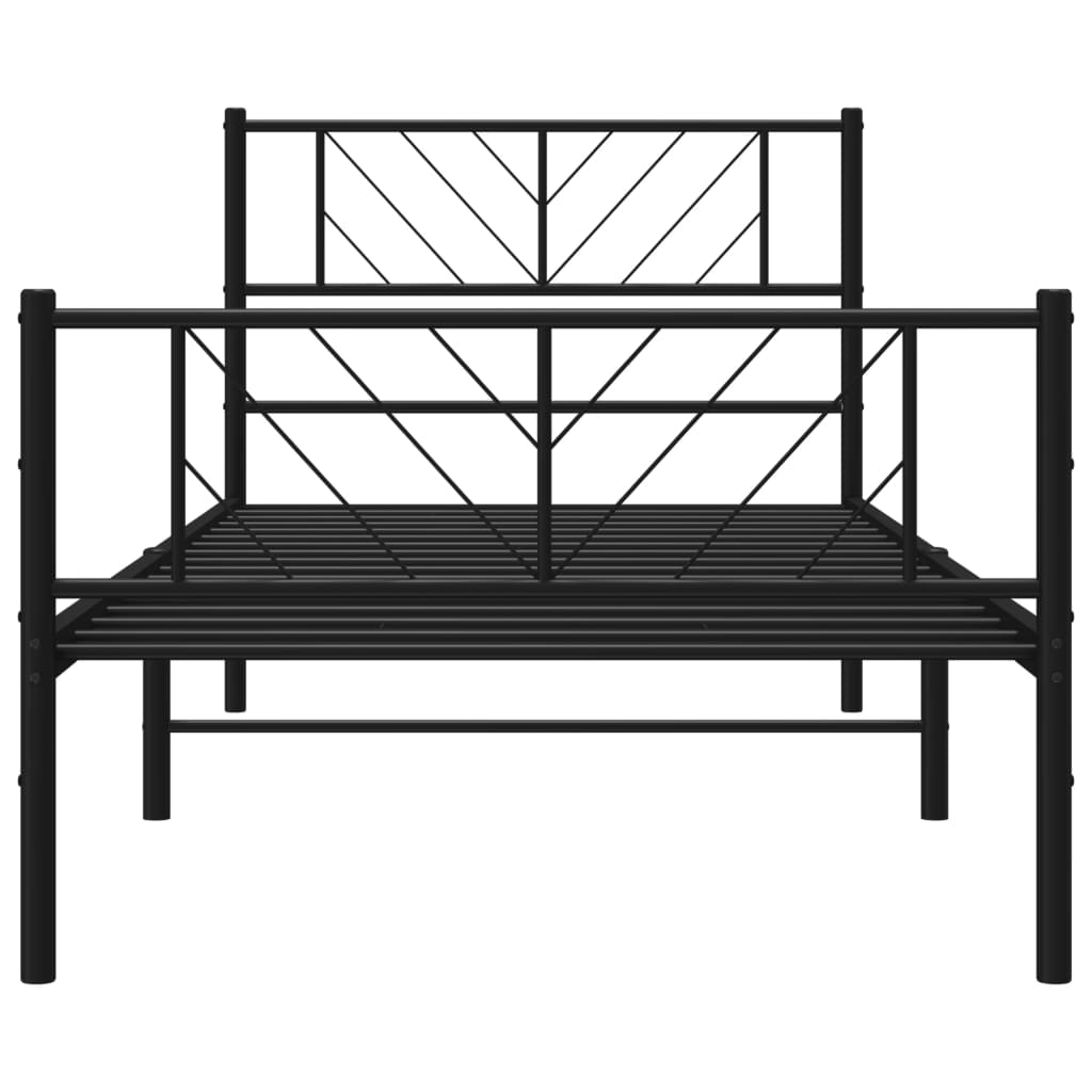 vidaXL Bedframe met hoofd- en voeteneinde metaal zwart 100x200 cm