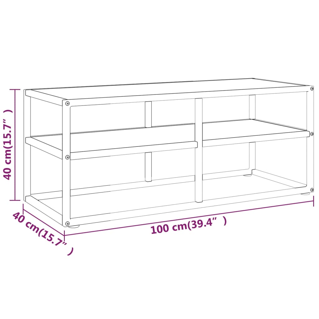 vidaXL Tv-meubel met wit marmerglas 100x40x40 cm zwart