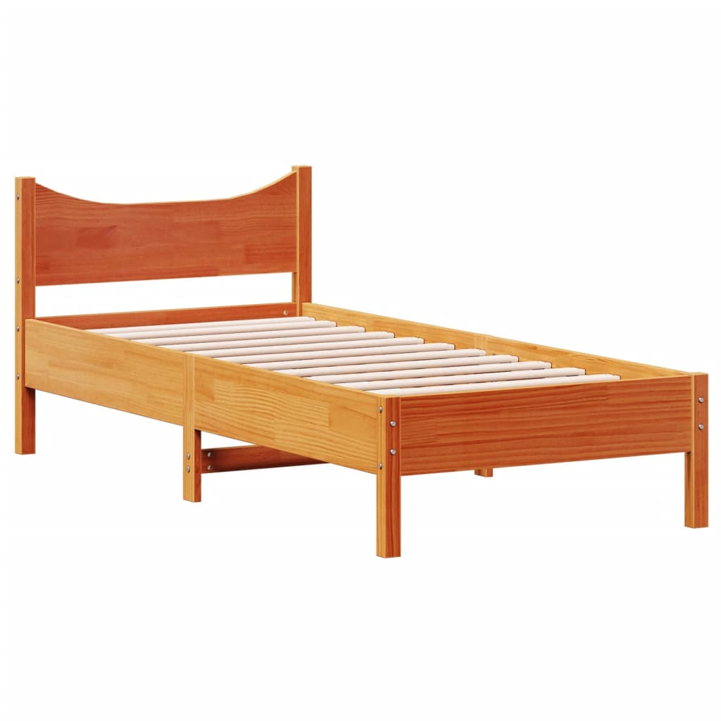 vidaXL Bedframe zonder matras massief grenenhout wasbruin 90x200 cm