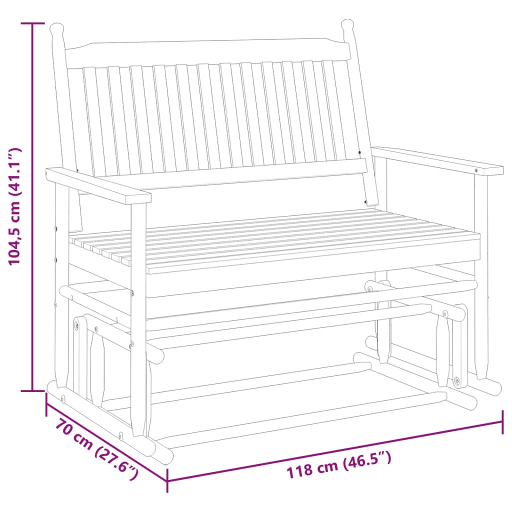 vidaXL Schuifbankje 118x70x104,5 cm massief populierenhout bruin