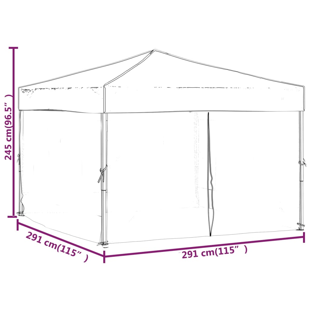 vidaXL Partytent inklapbaar met zijwanden 3x3 m antracietkleurig