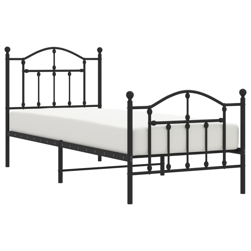 vidaXL Bedframe met hoofd- en voeteneinde metaal zwart 90x190 cm