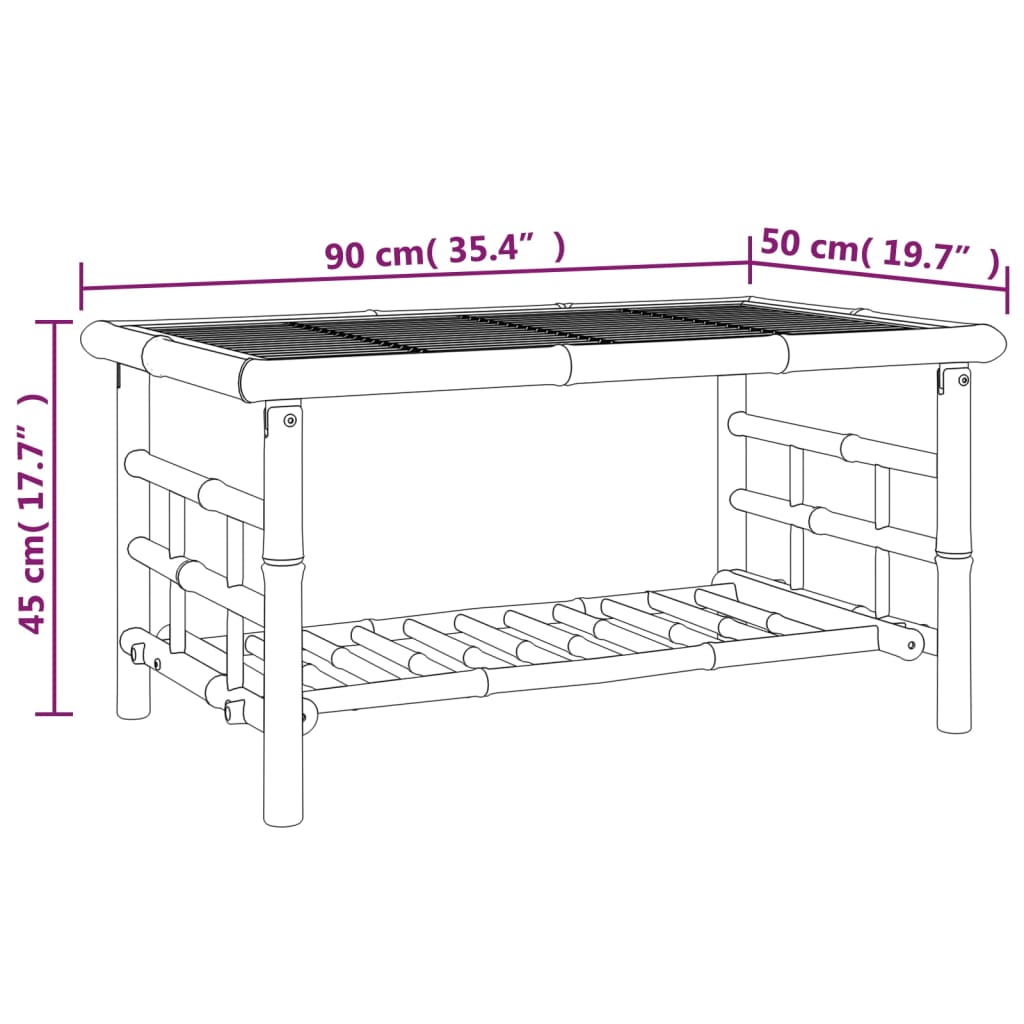 vidaXL 2-delige Loungeset met kussens bamboe donkergrijs