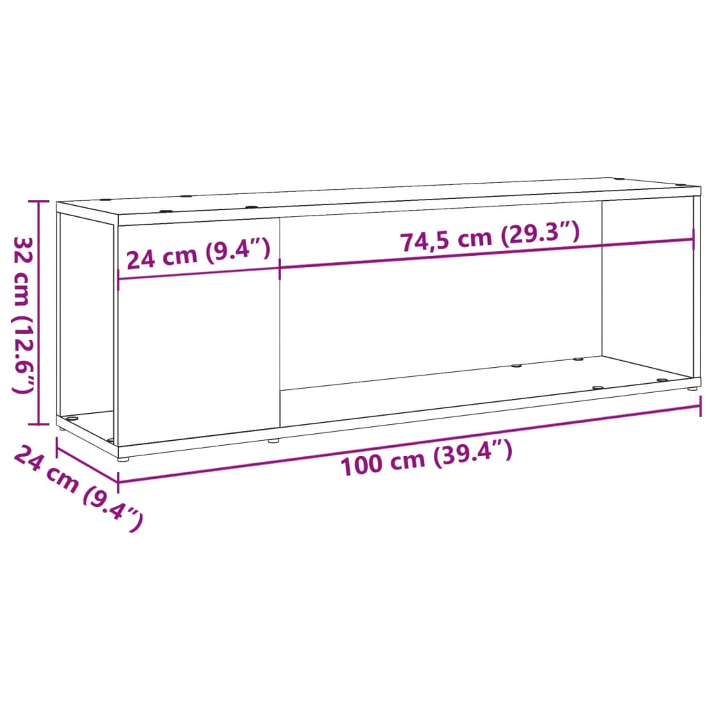 vidaXL Tv-meubel 100x24x32 cm bewerkt hout artisanaal eikenkleur