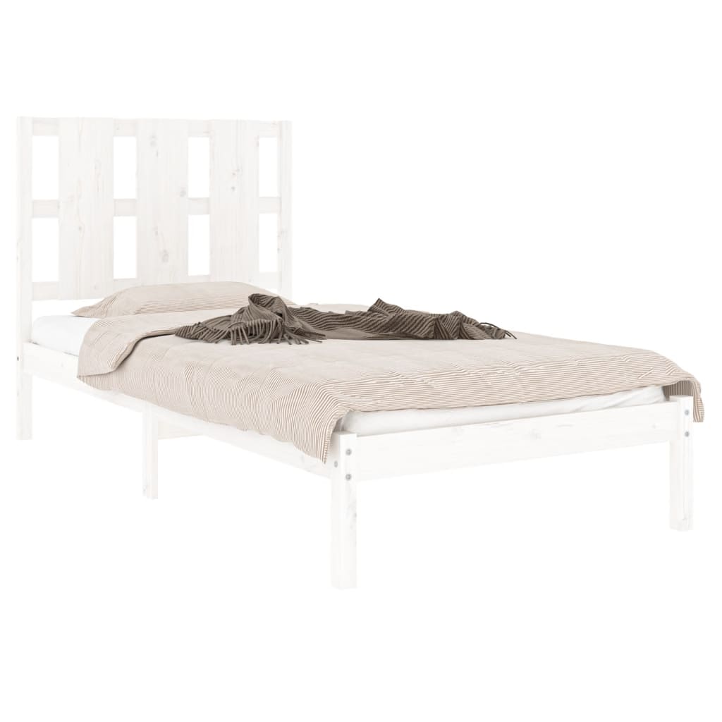 vidaXL Bedframe massief hout wit 75x190 cm