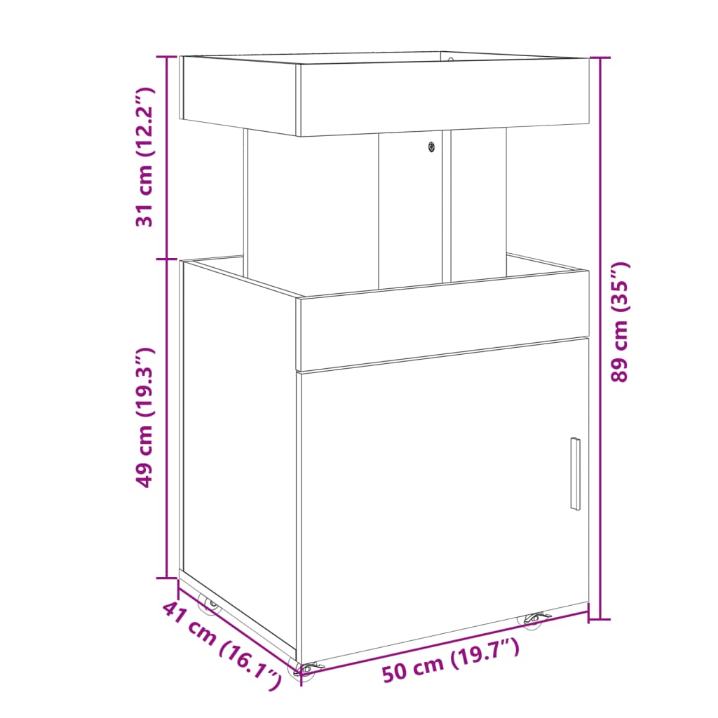 vidaXL Drankkar 50x41x89 cm bewerkt hout bruin eikenkleurig