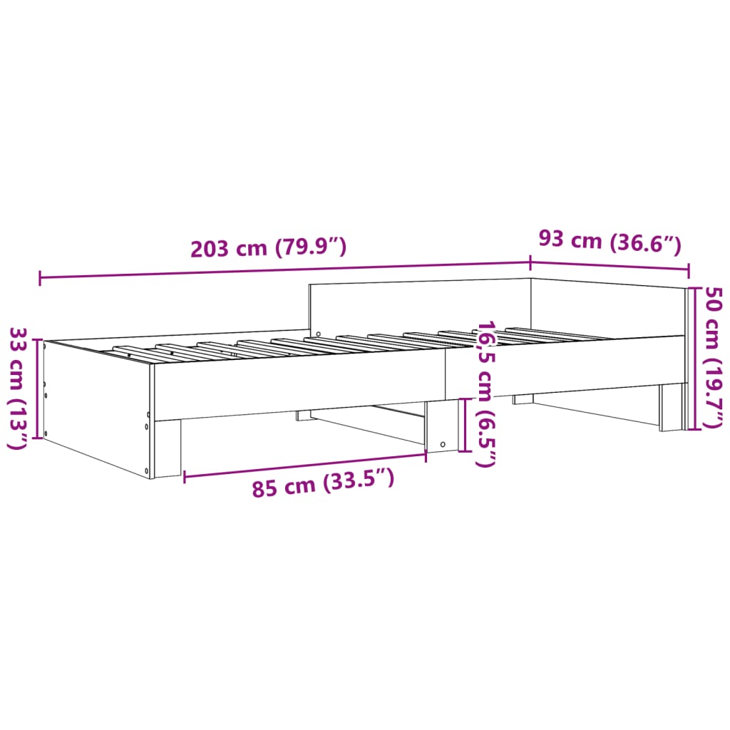 vidaXL Bedframe zonder matras hout sonoma eikenkleurig 90x200 cm