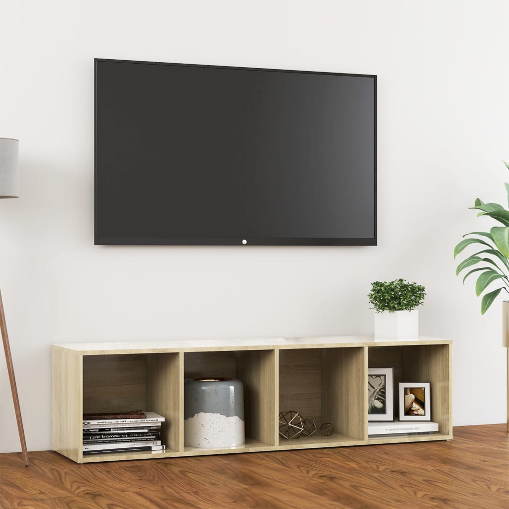 vidaXL Tv-meubel 142,5x35x36,5 cm bewerkt hout sonoma eikenkleurig