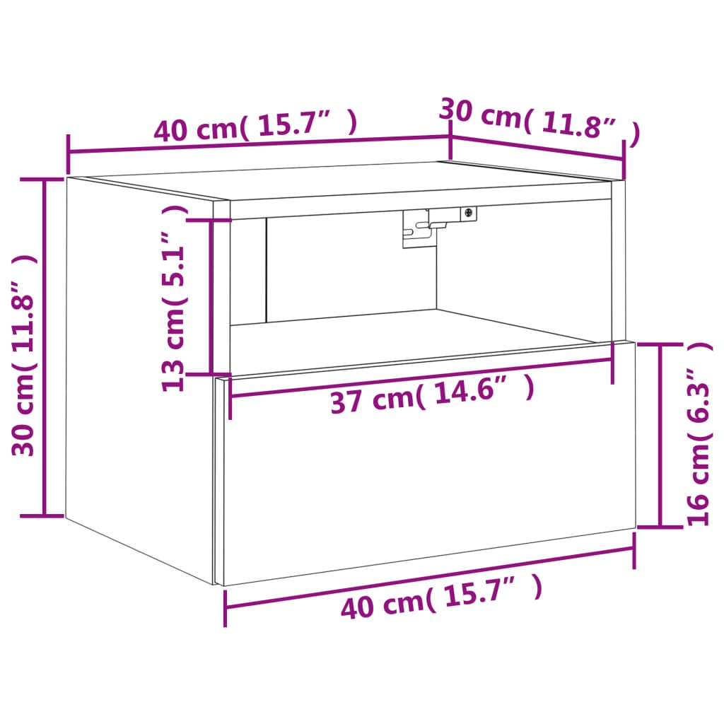 vidaXL Tv-wandmeubels 2 st 40x30x30 cm bewerkt hout zwart