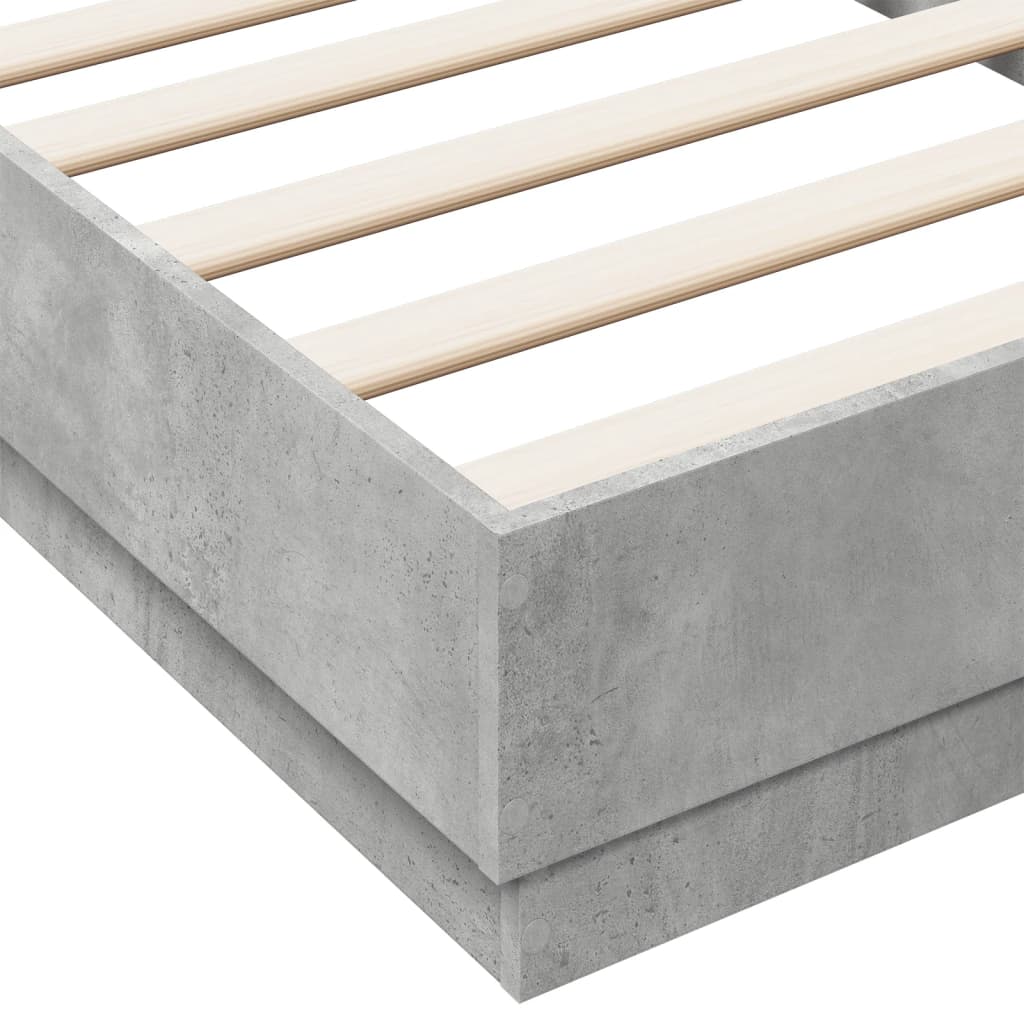 vidaXL Bedframe bewerkt hout betongrijs 75x190 cm