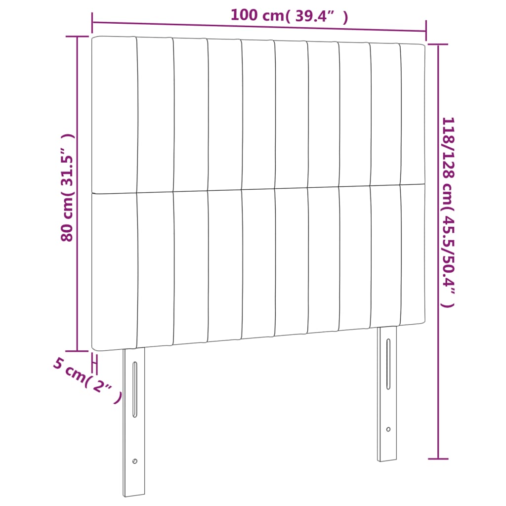 vidaXL Hoofdbord LED 100x5x118/128 cm fluweel lichtgrijs