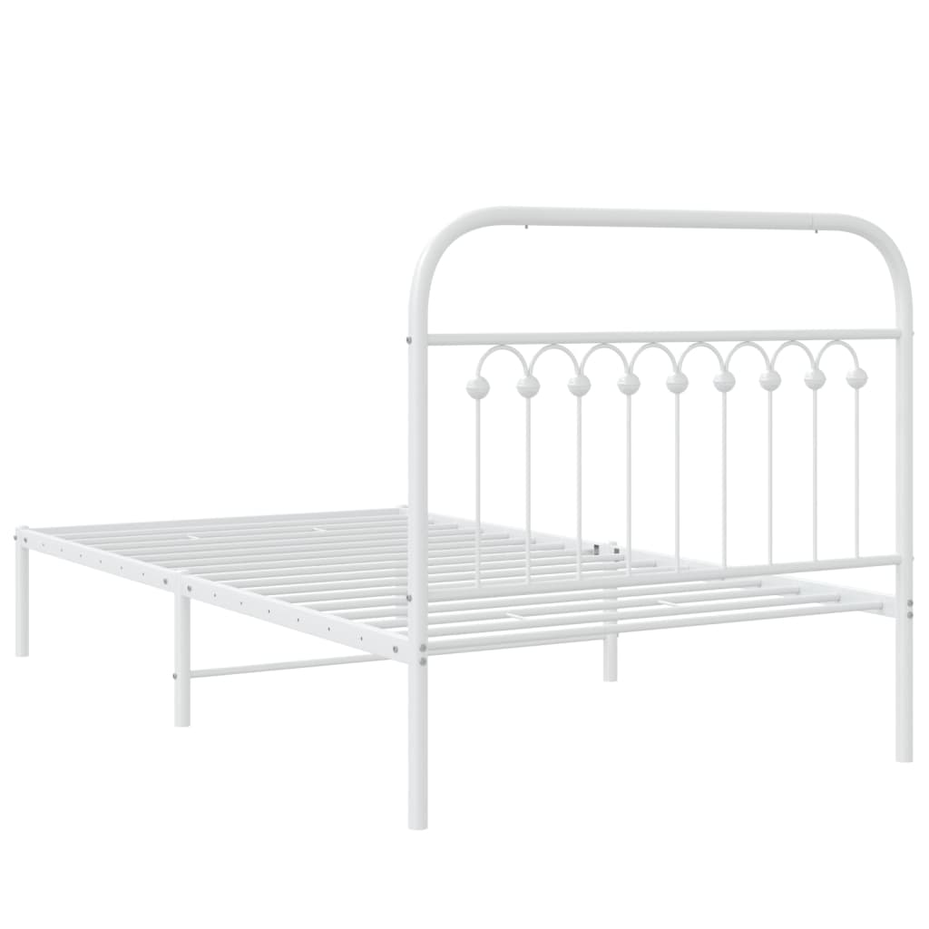 vidaXL Bedframe met hoofdbord metaal wit 100x200 cm