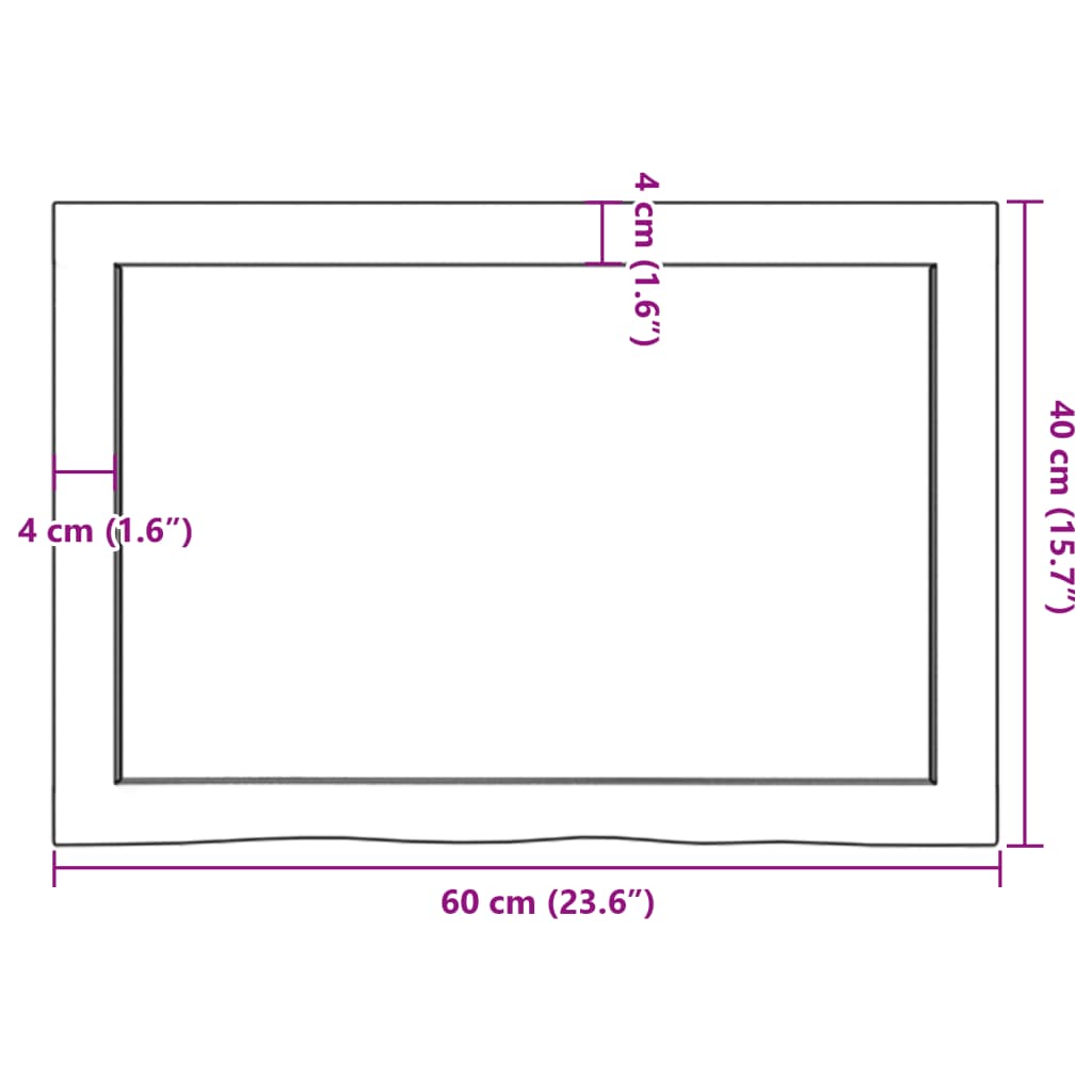 vidaXL Tafelblad 60x40x(2-4) cm onbehandeld massief eikenhout