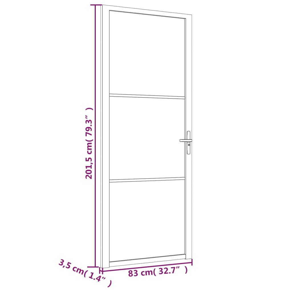 vidaXL Binnendeur 83x201,5 cm matglas en aluminium wit