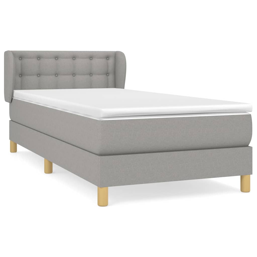 vidaXL Boxspring met matras stof lichtgrijs 90x190 cm