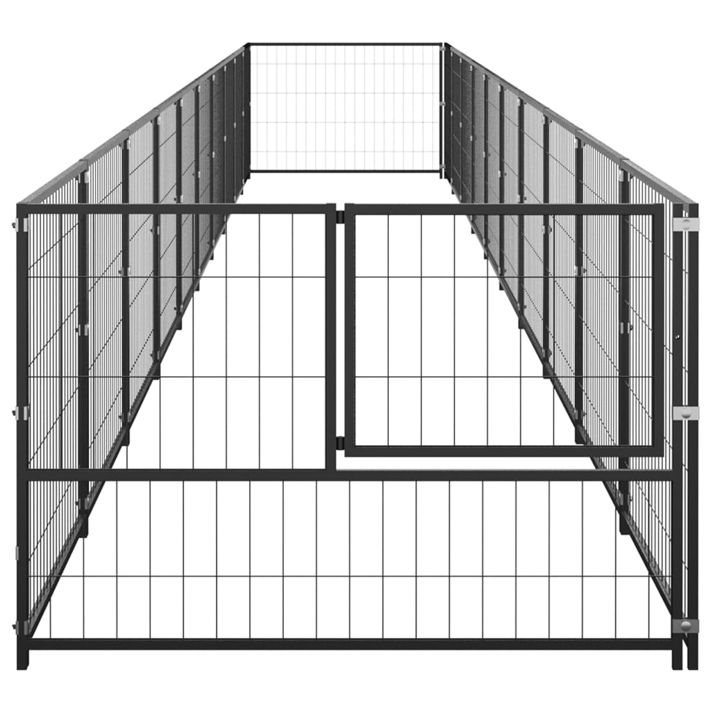 vidaXL Hondenkennel 10 m² staal zwart