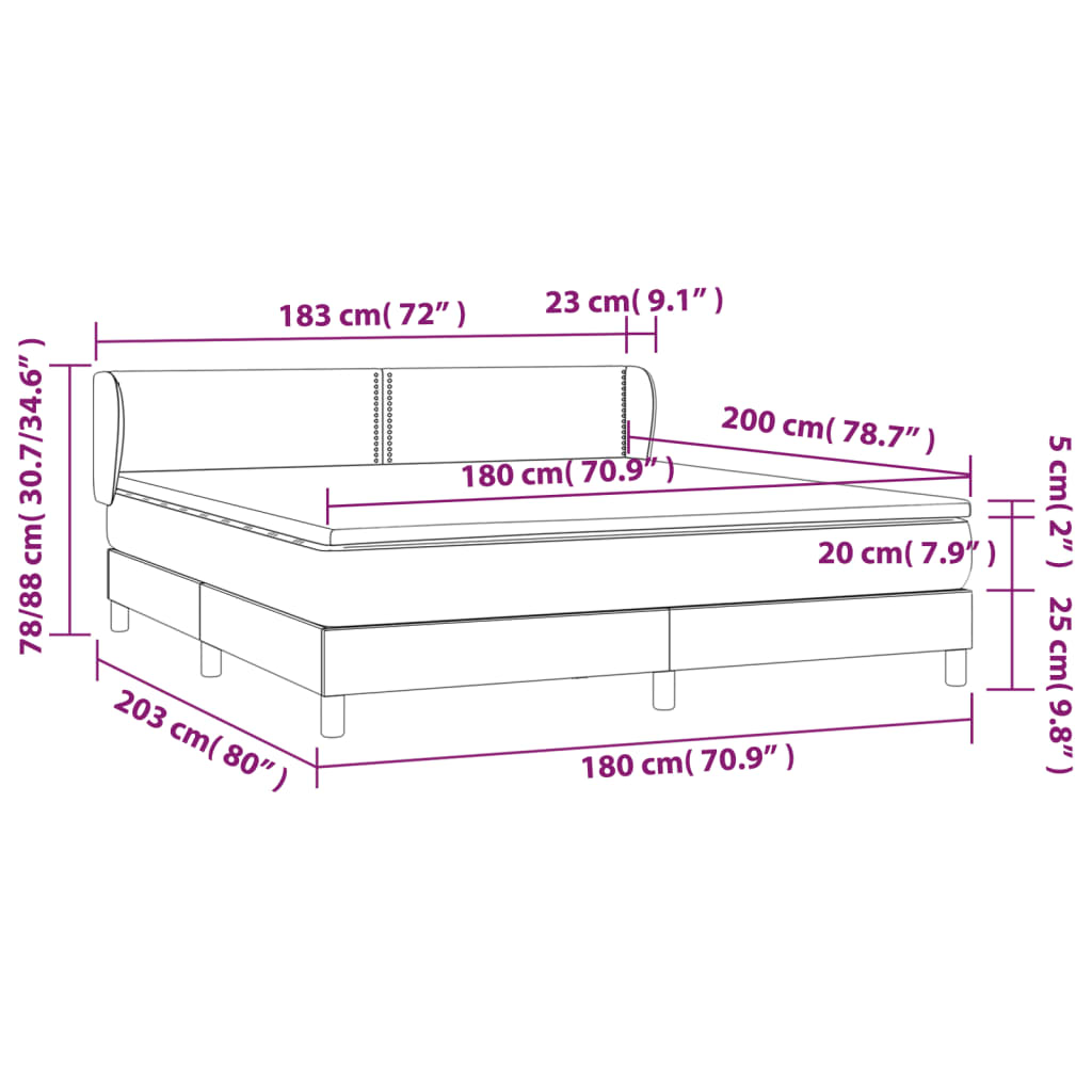 vidaXL Boxspring met matras fluweel donkergrijs 180x200 cm