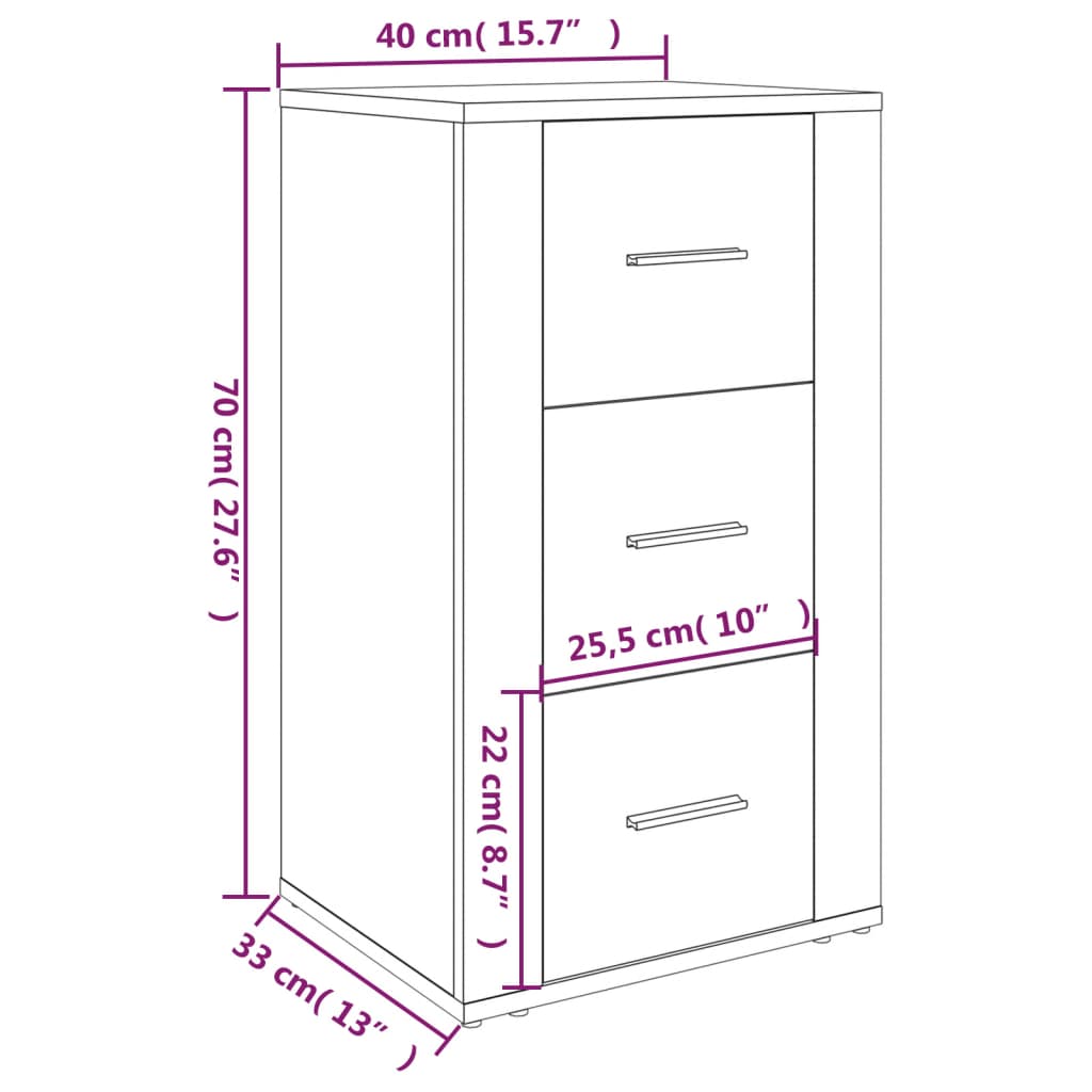 vidaXL Dressoir 40x33x70 cm bewerkt hout betongrijs