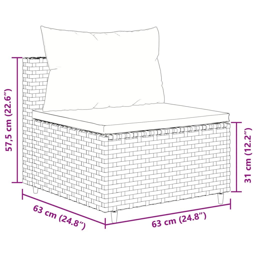 vidaXL 5-delige Loungeset met kussens poly rattan bruin