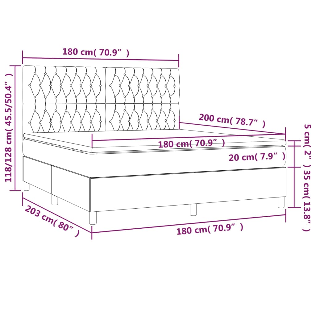 vidaXL Boxspring met matras stof blauw 180x200 cm