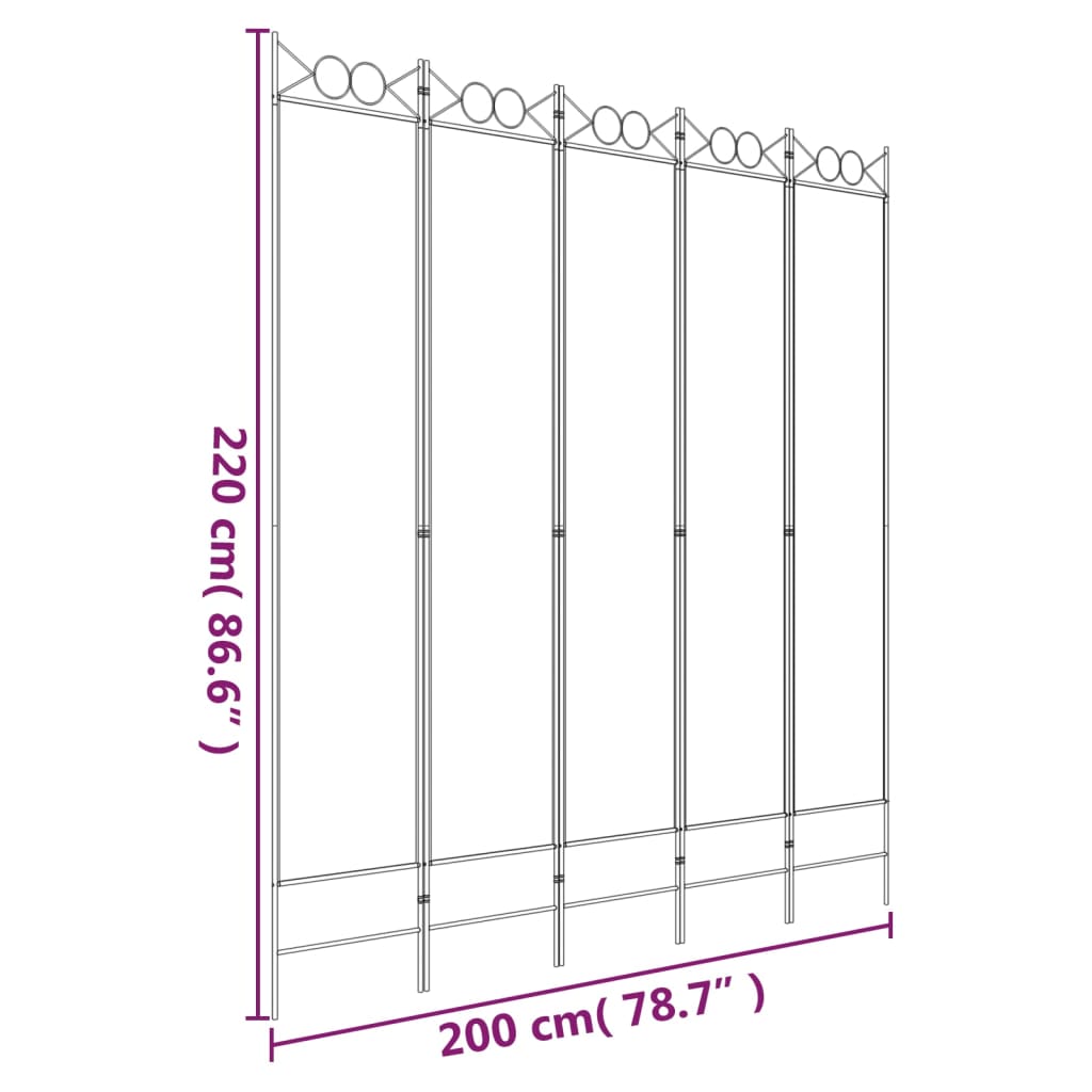 vidaXL Kamerscherm met 5 panelen 300x200 cm stof antracietkleurig