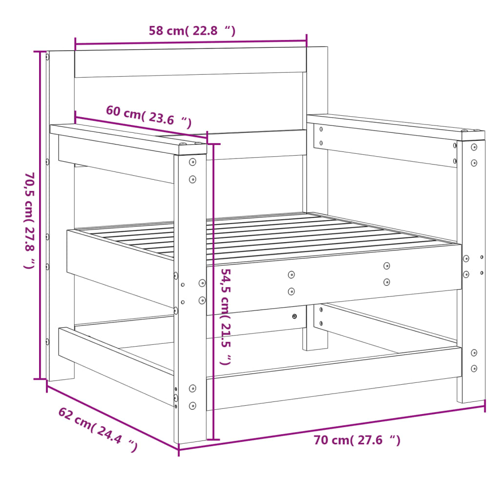 vidaXL Tuinstoelen 2 st geïmpregneerd hout