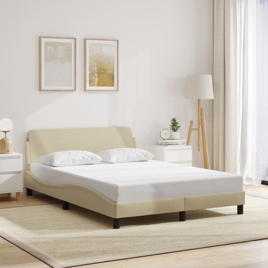 vidaXL Bedframe zonder matras 120x200 cm stof crèmekleurig