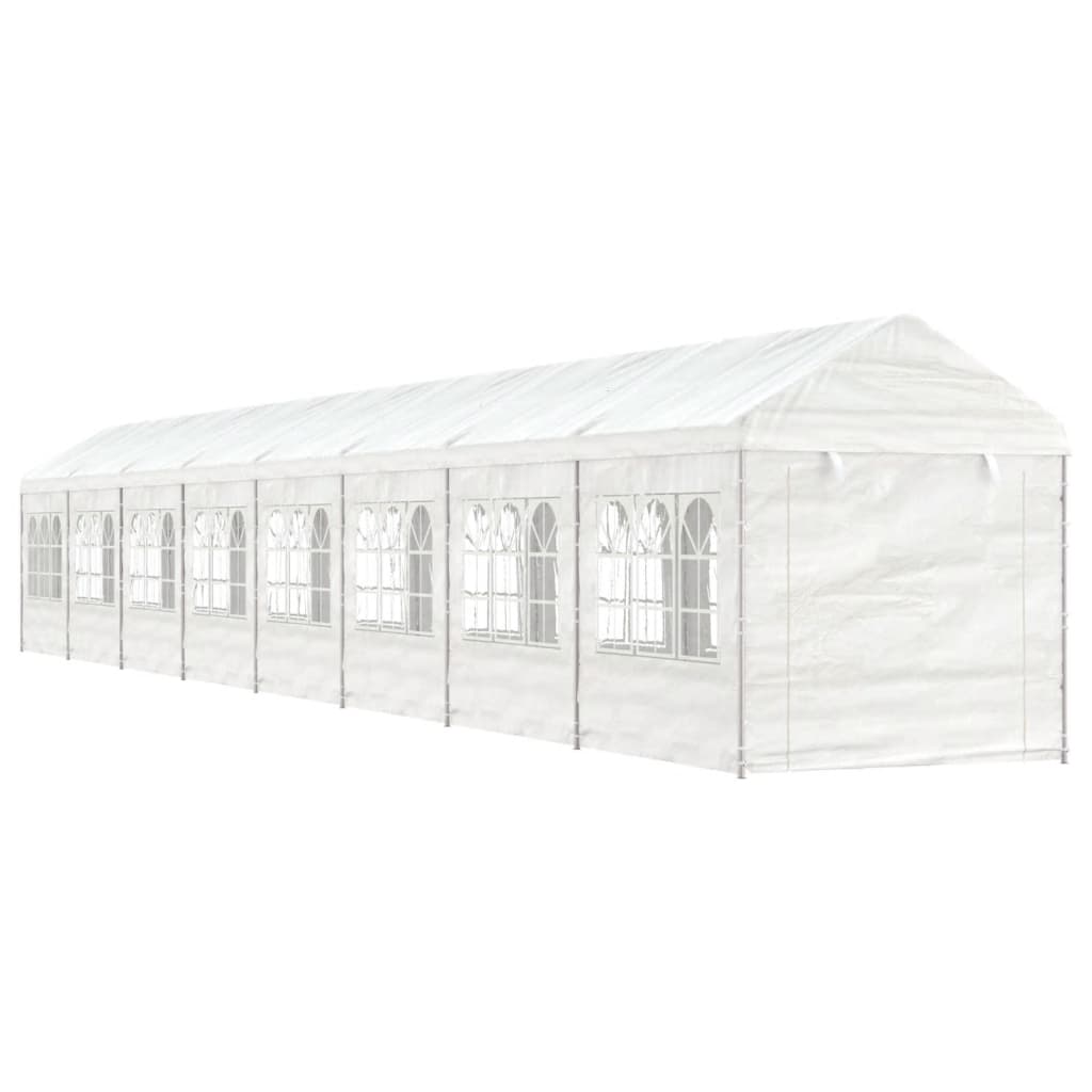 vidaXL Prieel met dak 17,84x2,28x2,69 m polyetheen wit