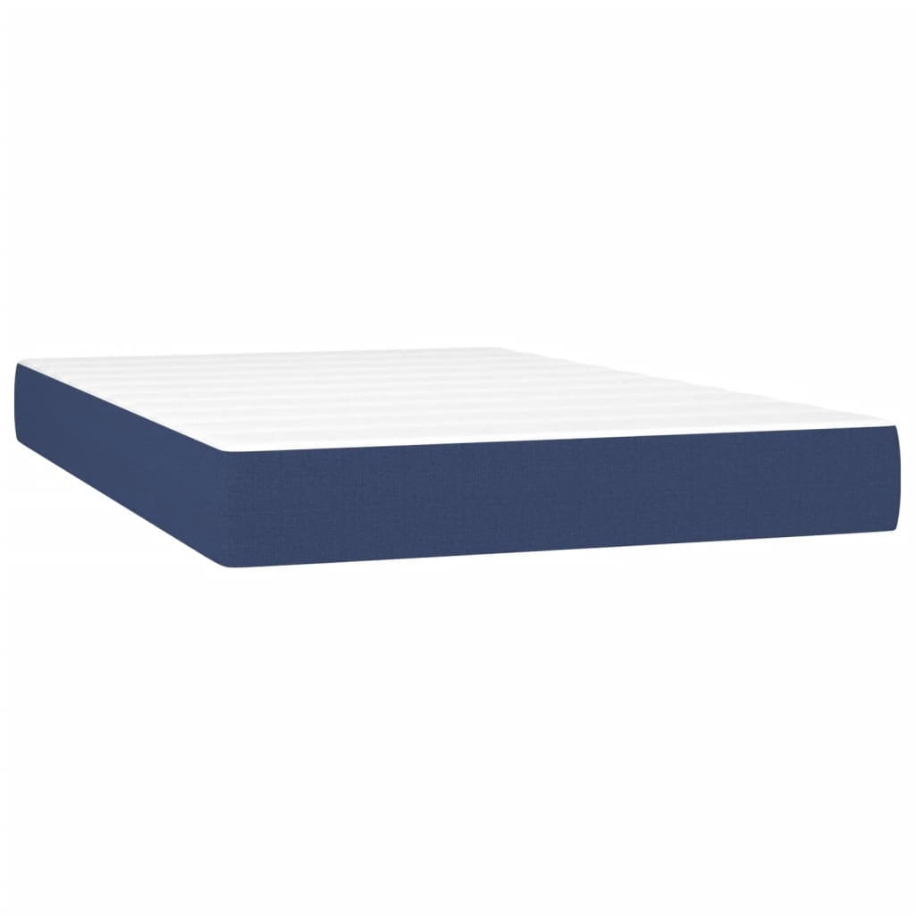 vidaXL Boxspring met matras en LED stof blauw 120x200 cm