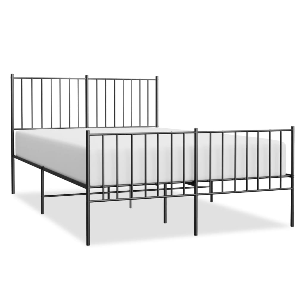 vidaXL Bedframe met hoofd- en voeteneinde metaal zwart 120x190 cm