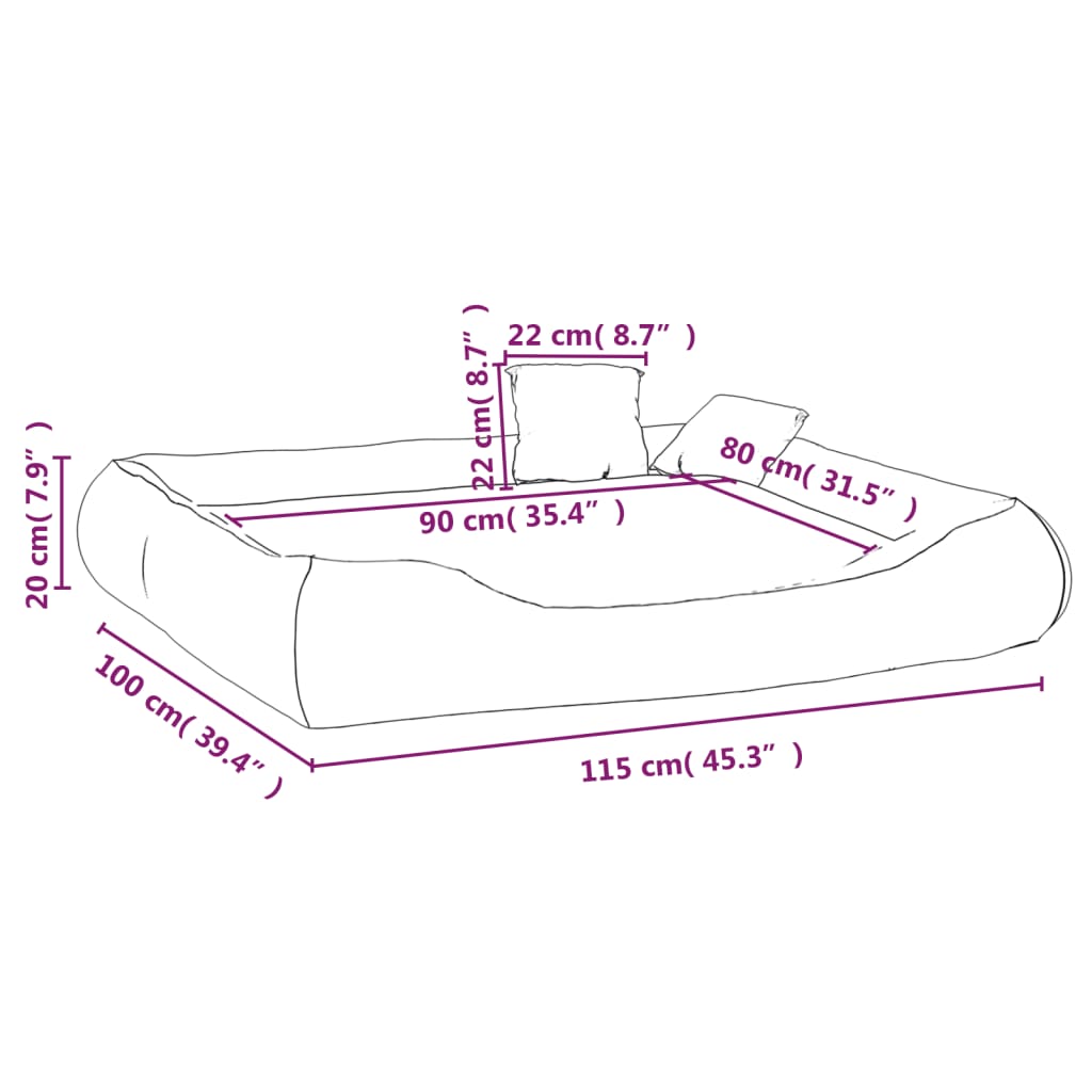 vidaXL Hondenbed met kussens 115x100x20 cm oxford stof zwart