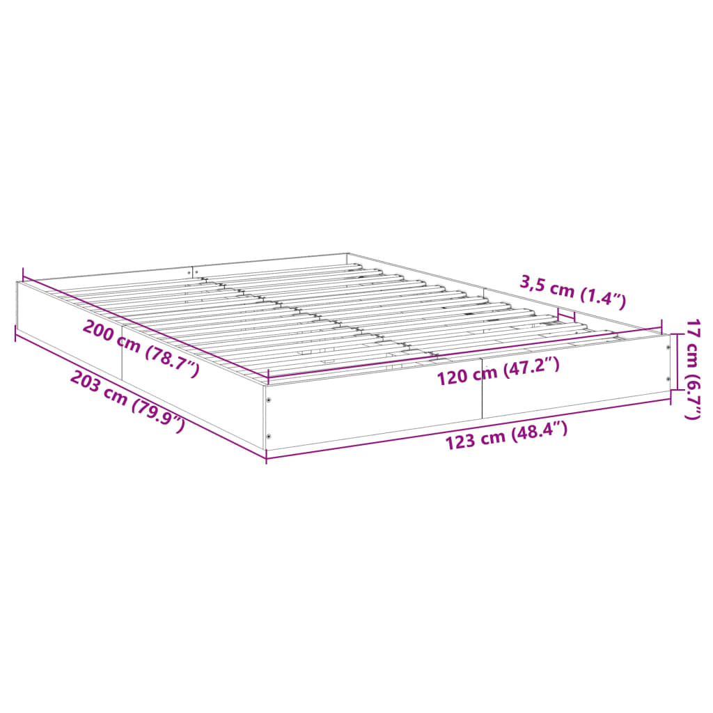 vidaXL Bedframe zonder matras hout gerookt eikenkleurig 120x200 cm