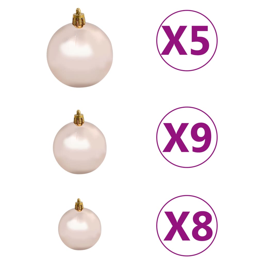 vidaXL Kunstkerstboom met scharnieren 150 LED en kerstballen 120 cm