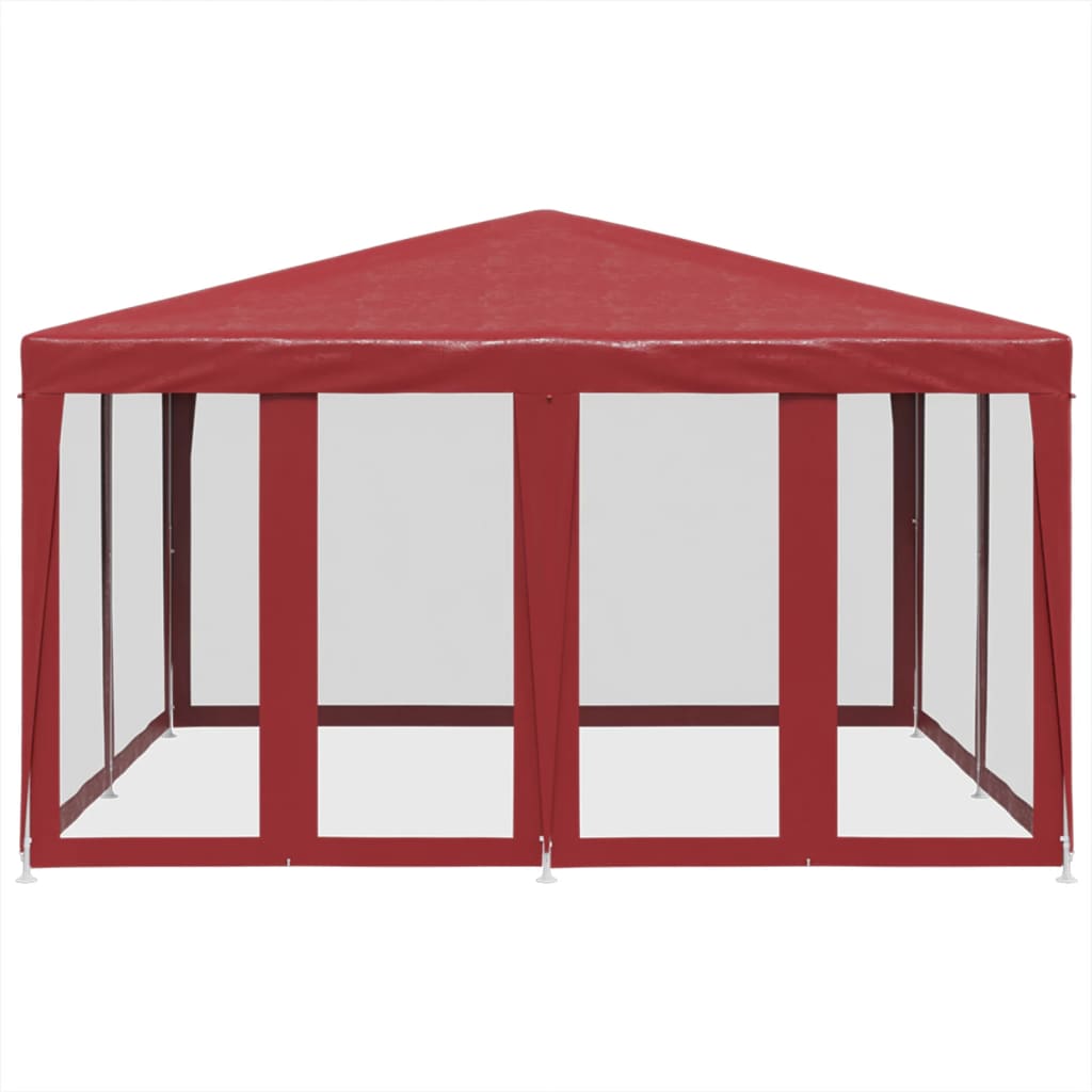 vidaXL Partytent met 8 mesh zijwanden 4x4 m HDPE rood