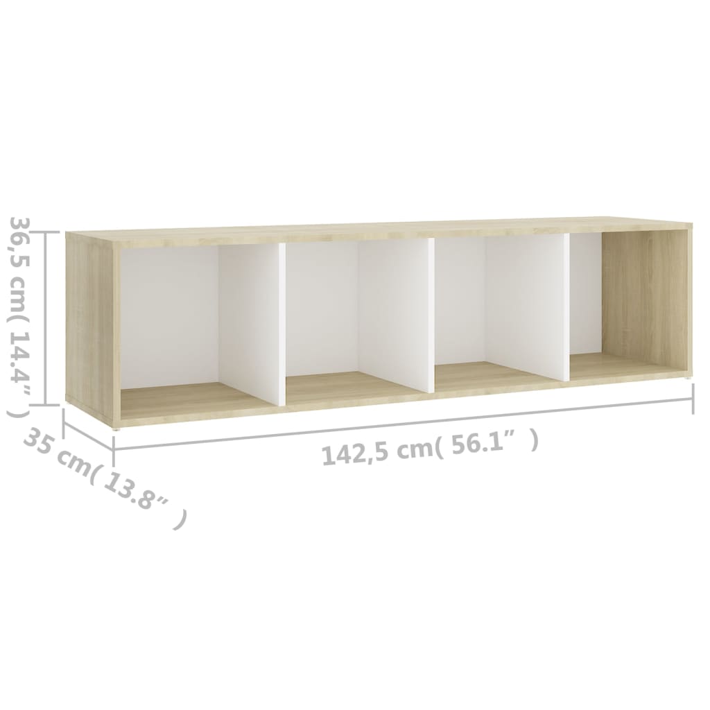 vidaXL Tv-meubel 142,5x35x36,5 cm bewerkt hout wit sonoma eikenkleurig