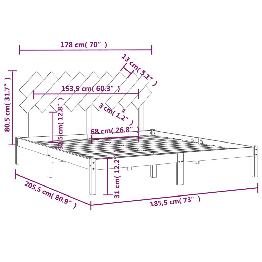 vidaXL Bedframe massief hout 180x200 cm