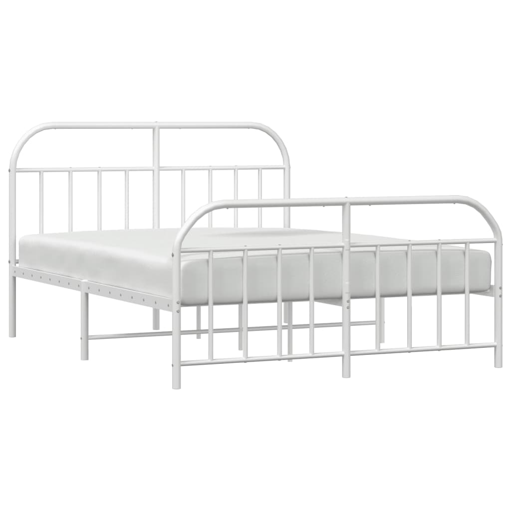 vidaXL Bedframe met hoofd- en voeteneinde metaal wit 183x213 cm