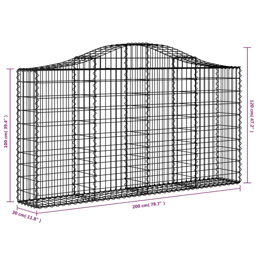 vidaXL Schanskorven 14 st gewelfd 200x30x100/120 cm ijzer