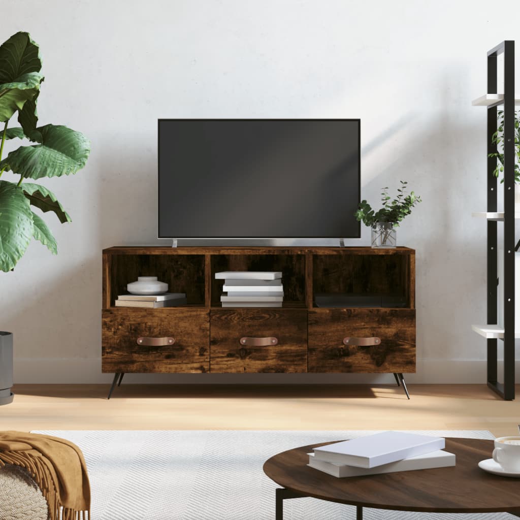 vidaXL Tv-meubel 102x36x50 cm bewerkt hout gerookt eikenkleurig