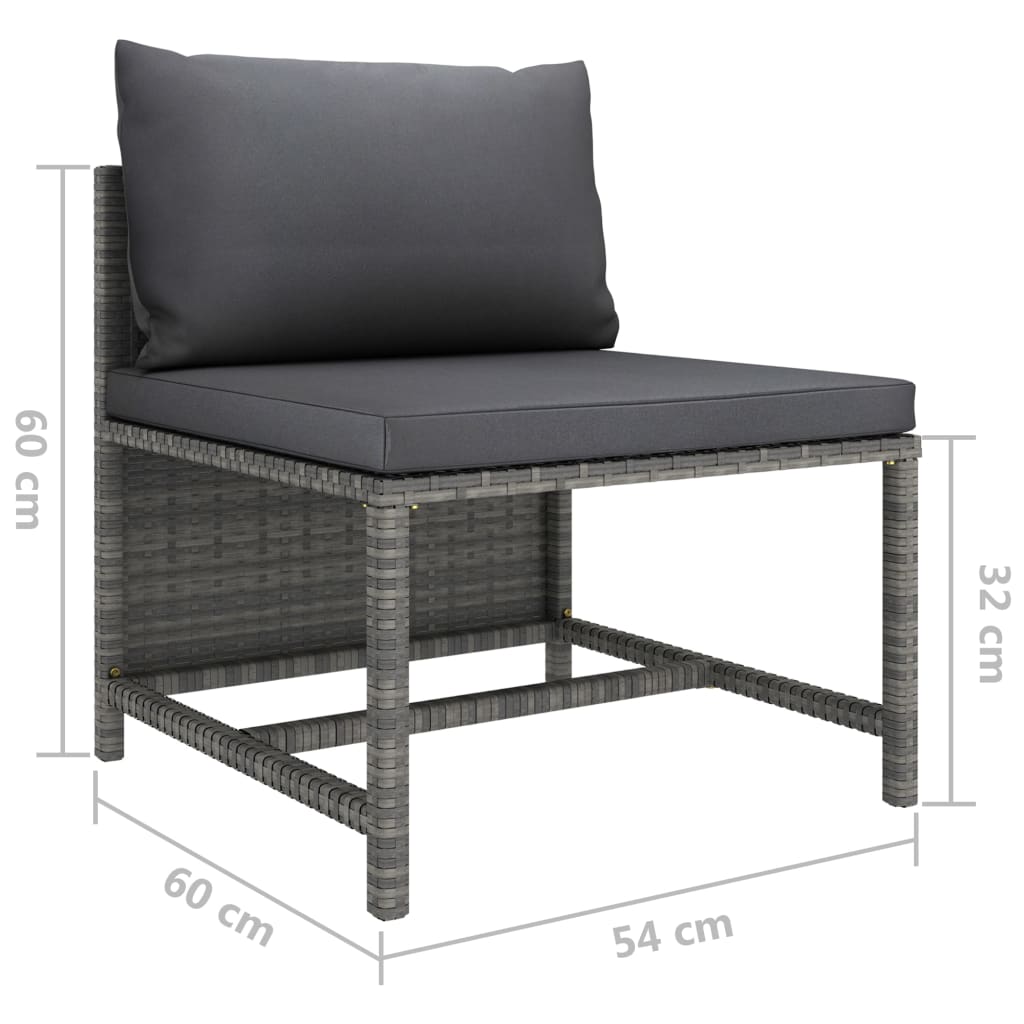 vidaXL 7-delige Loungeset met kussens poly rattan grijs