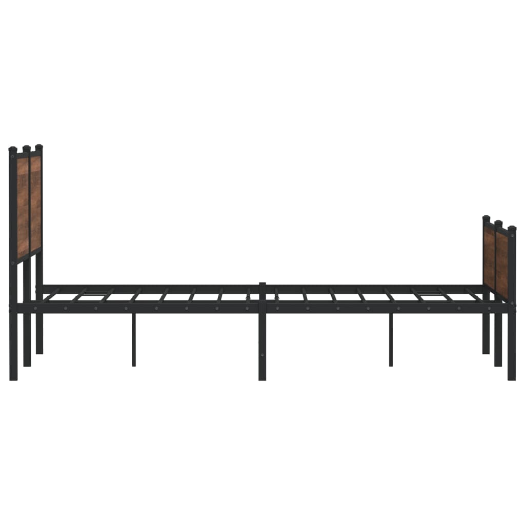 vidaXL Bedframe hoofd- en voeteneinde metaal bruin eiken 140x200 cm