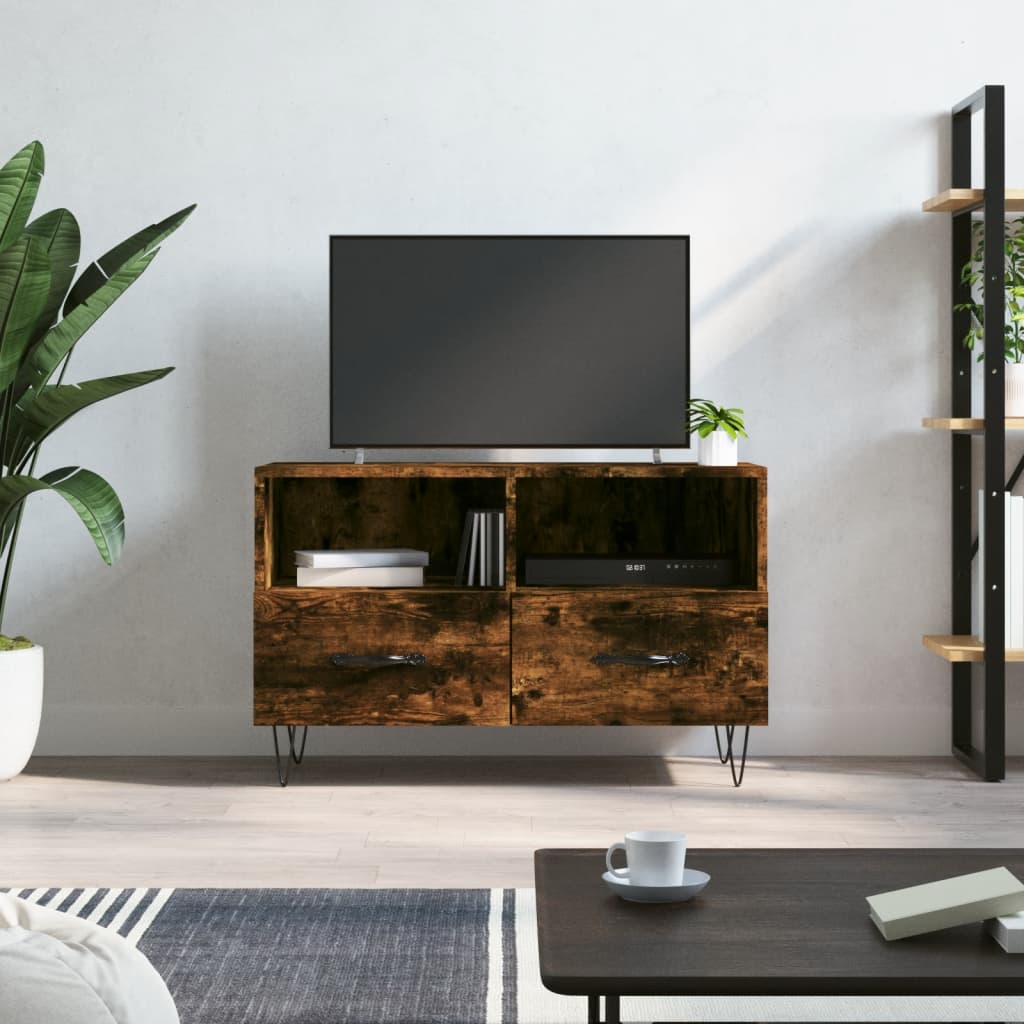 vidaXL Tv-meubel 80x36x50 cm bewerkt hout gerookt eikenkleurig