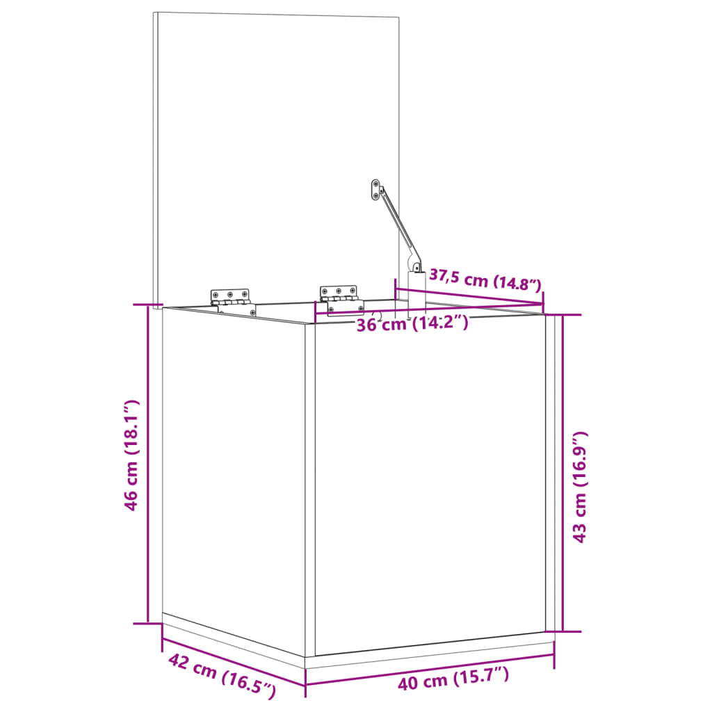 vidaXL Opbergbox 40x42x46 cm bewerkt hout bruin eikenkleurig