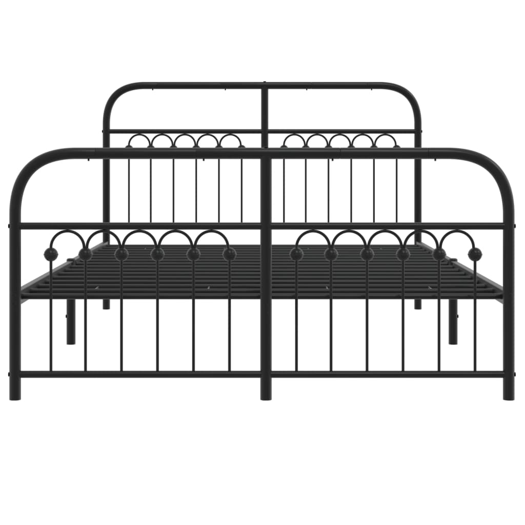 vidaXL Bedframe met hoofd- en voeteneinde metaal zwart 140x200 cm