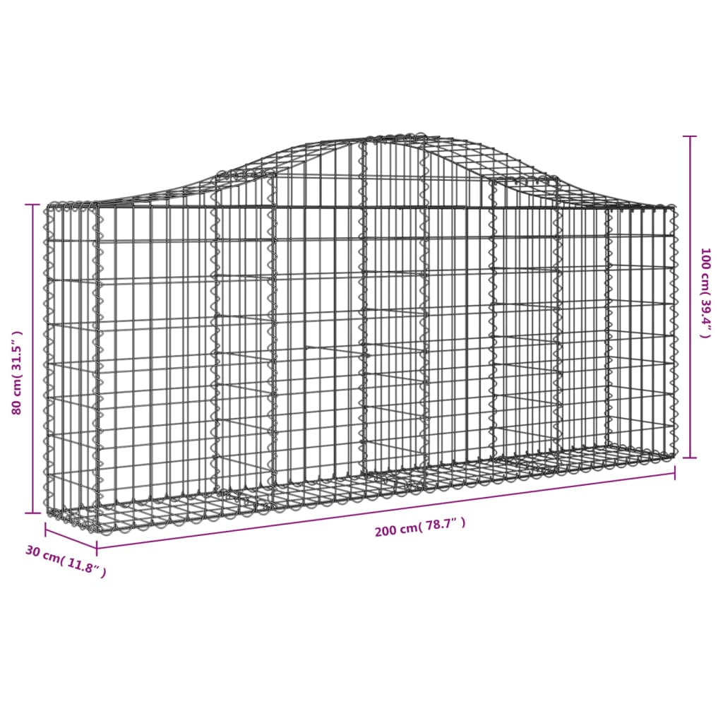 vidaXL Schanskorven 4 st gewelfd 200x30x80/100 cm gegalvaniseerd ijzer