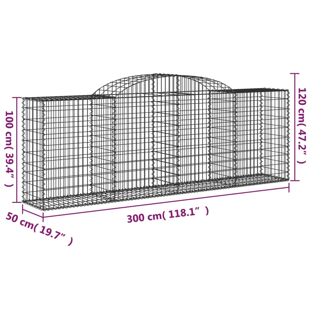 vidaXL Schanskorven 9 st gewelfd 300x50x100/120 cm ijzer