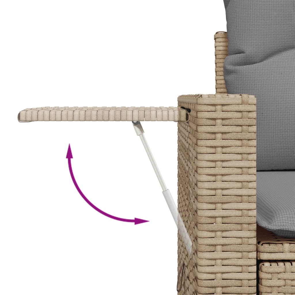 vidaXL 11-delige Tuinset met kussens poly rattan beige